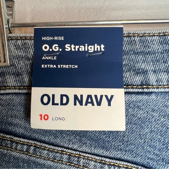NEW Old Navy Womens High Rise Straight Ankle Jeans Distressed Stretch Sz 10 Long - Picture 9 of 11